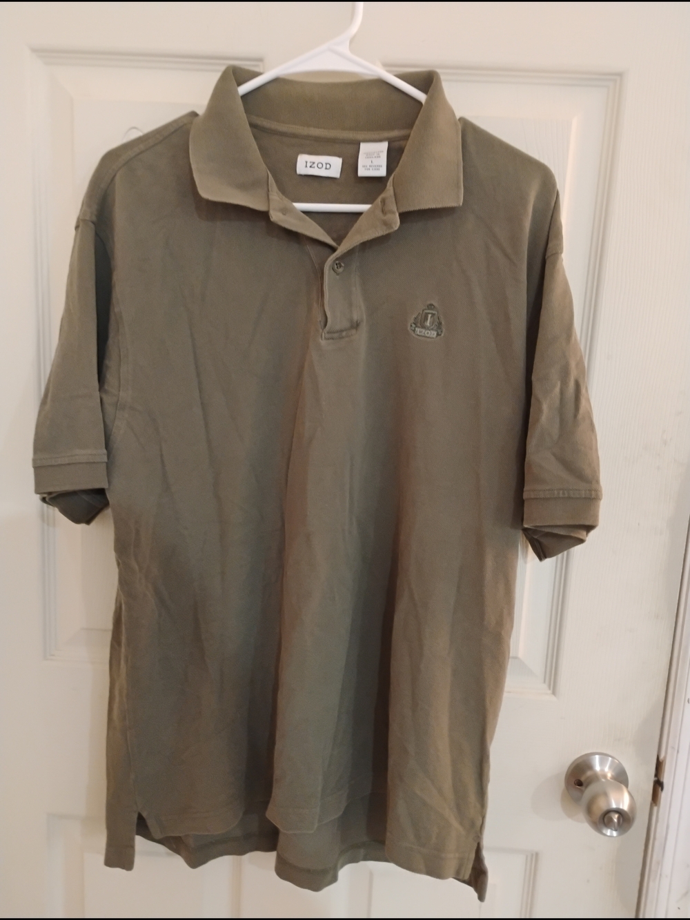 Izod Men's Olive Green Polo with Embroidered Crest